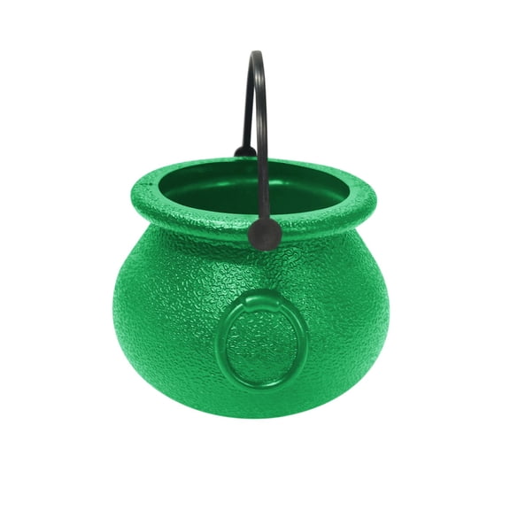 Taotanxi 2.8 Inch Plastic Green Cauldron Kettle for St. Patrick's Day and Halloween, Large Pot of Gold Bucket for Table Decorations, Centerpieces, Trick or Treat & St. Paddy's Party Supplies