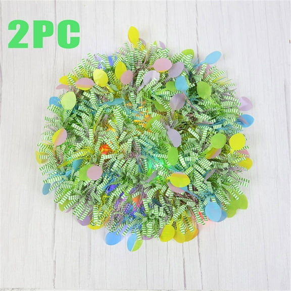 Taotanxi 2 Pieces Easter Tinsel Garlands Colorful Eggs Bunny Spring Garland Twist Metallic Festooning for Easter Party Tree Hanging Decoration, 6.24 Ft In Length Per Piece
