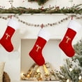 thumbnail image 1 of Taotanxi 20 Inches Monogram Christmas Stockings Red Velvet with White Super Soft Plush Cuff Embroidered Xmas Stockings Classic Personalized Stocking Decorations for Family Holiday Season Decor, 1 of 5