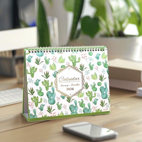 2026 Desk Calendar - Standing Flip Desktop Calendar 2026, JAN. 2026 - DEC. 2026, 9.8" x 8.3", Desktop Calendar, Memoranda Lined Pages with Thick Paper, Strong Twin-Wire Binding,D