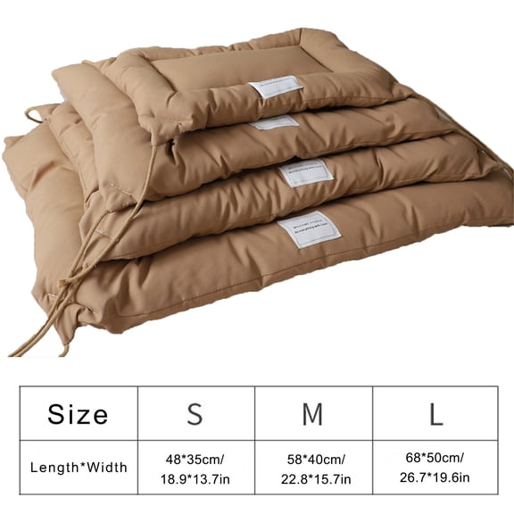 Taotanxi 26.7" x 19.6" Soft Cat Kneading Pillow Cushion Bed with Ties for Cat Dog House Perch Shelf, Pad Padding for Cage Kennel Backpack Carrier,Khaki