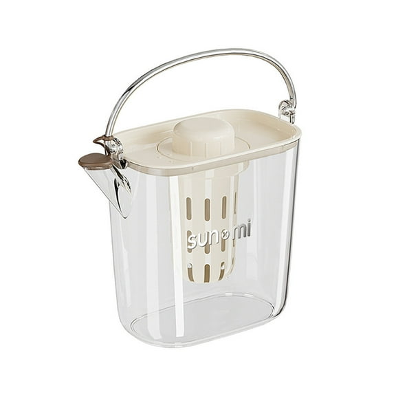 Taotanxi 2L Juice Pitcher - Home And Commercial Iced Tea And Beverage Pitcher, Small Pitcher With Lid for Refrigerator Coffee, Juice And Water Lemonade Pitcher, Bpa Free, 68 Ounces (White)