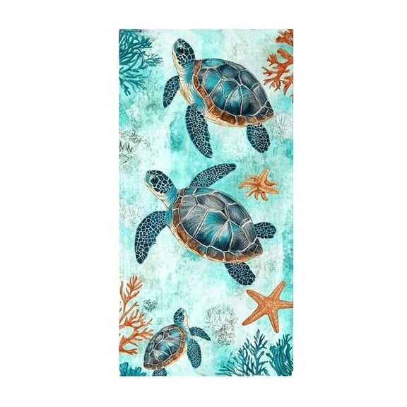 Taotanxi 30" x 60" Beach Towel - Large Sea Turtle Print - Microfiber Bath Towel for Women, Girls, Kids, Men - Oversized Pool and Swimming Drying Towel - Big & Super Soft Plush Cotton Throw Towel