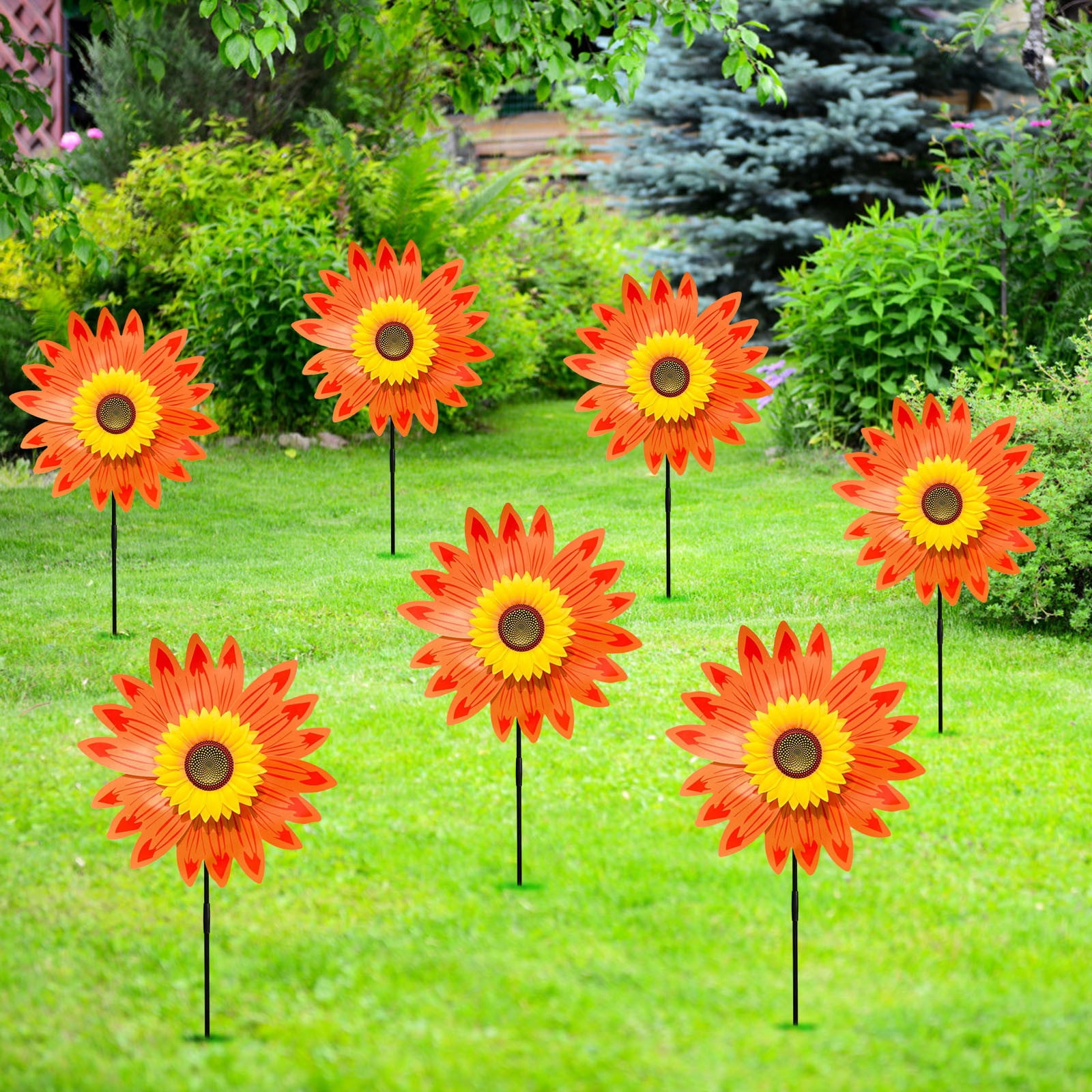 Pinwheel Inlawn Taotanxi 36CM Sunflower Lawn Pinwheels Wind Spinners Large Windmill ...