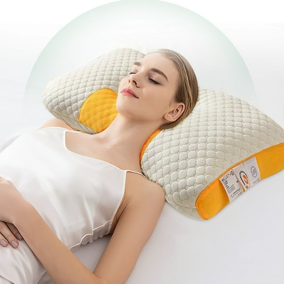Taotanxi 3D SPA Massage Pillow Partition to Help Sleep and Protect The Neck Pillow Knitted Cotton Pillow Bedding (Honeycomb Shape,Yellow,16*25")