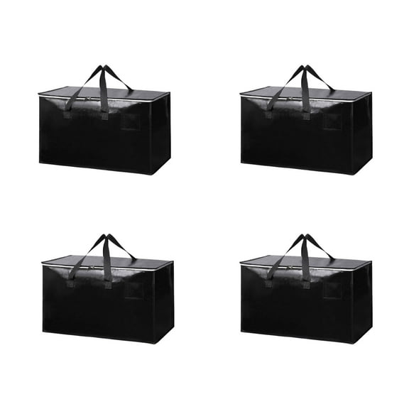 Taotanxi 4-Pack Black Moving Bags, Extra Large Storage Bags with Zipper, Water Resistant Packing Bags for Moving Supplies, Heavy Duty Moving Totes with Carrying Handle
