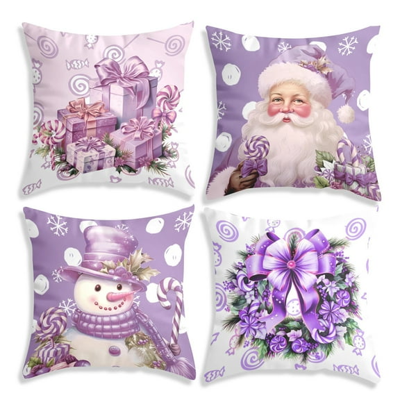 Taotanxi 4 Pcs Christmas Pillow Covers Cushion Covers Decoration Holiday Decor Throw Pillow Case for Sofa Couch Christmas Office Bedroom Decorations(18 x 18 in,Funny Style)