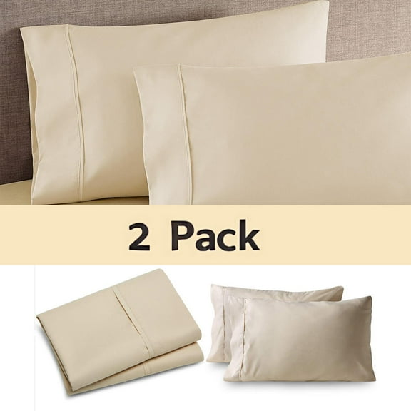Clearance Under $5 Taotanxi 400 Thread Count Cotton Pillow Case, King, Set of 2, Beige, 30" L x 20" W, Pillows Not Included