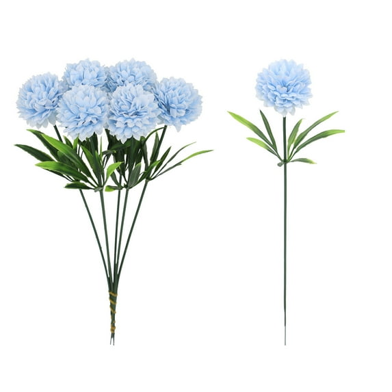 Taotanxi 5-6 Pcs Fake Silk Chrysanthemum Flower Artificial Flowers Ball Flowers Fake Mums Flowers Wedding Arrangements Decor Bouquets Home Festival Table DIY Decoration Center (Blue)