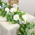 thumbnail image 1 of Taotanxi 5.91FT Artificial Eucalyptus Garland with Flowers, Fake Butterfly Gypsophila Garland, Faux Floral Greenery Garlands for Wedding Spring Party Art Table Runner Decor (White, 1), 1 of 6