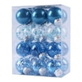 thumbnail image 1 of Taotanxi 50MM/1.96" Clear Christmas Ornaments Set, 24PCS Shatterproof Decorative Hanging Ball Ornament with Stuffed Delicate Decorations, Xmas Tree Balls for Halloween Holiday Party- Sky Blue., 1 of 2