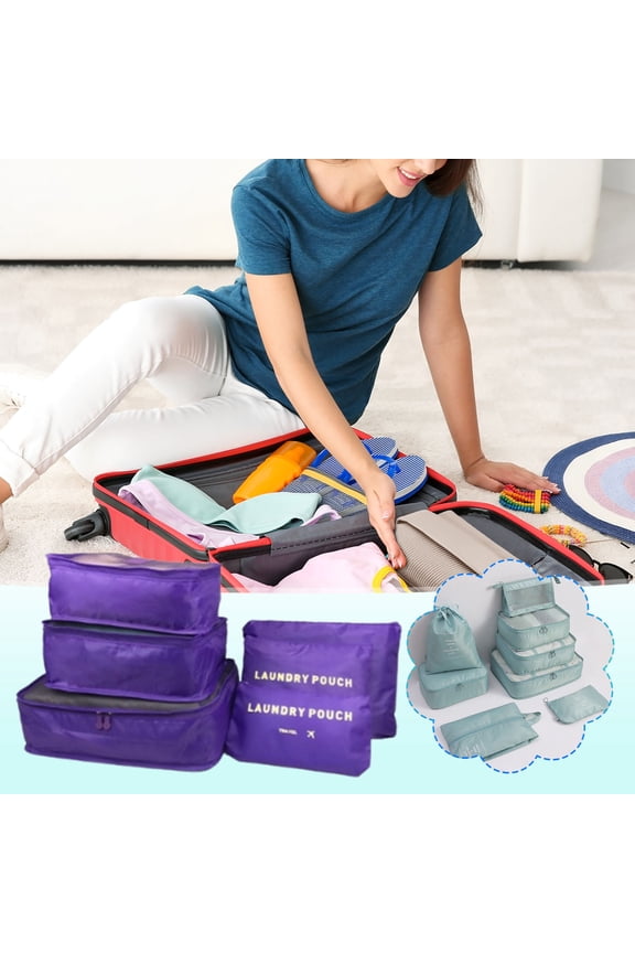 6 Pcs Packing Cubes,Multi-Functional Clothing Sorting Packages,Travel Carry On Luggage Organizers Storage Bags,Travel Packing Pouches, Purple