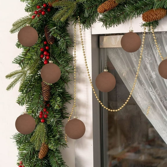 Taotanxi 6 Pcs Velvet Christmas Balls 2.Inch Christmas Tree Decorations Xmas Ornaments Balls for Family Holiday Wedding Party Xmas Tree Hanging Decoration (Coffee)