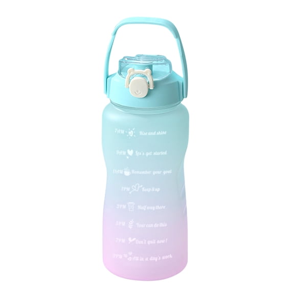 Taotanxi 64Oz Half Gallon Water Bottle With Straw & Time Marker, Leakproof, Bpa Free Tritan Water Jug, Motivational Water Bottle With Handle, for Outdoor, Fitness, Gym (Green/Pink Gradient, 64Oz)