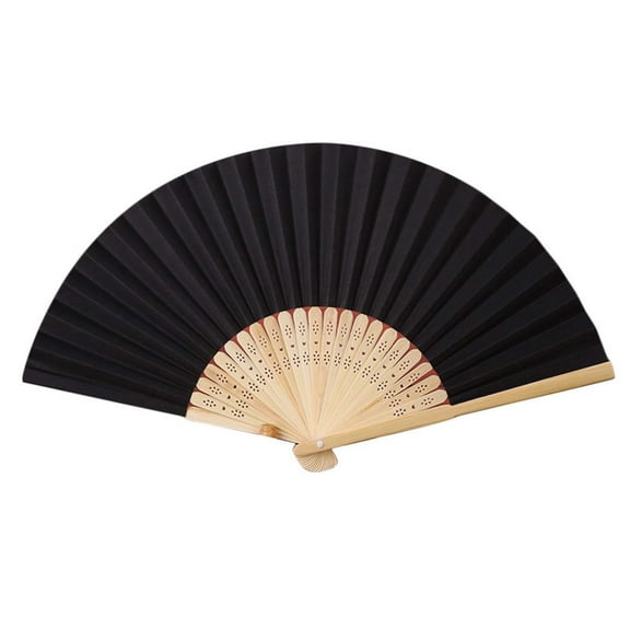 Taotanxi 7"Folding Fans Bamboo Handheld Folded Craft Hand Japanese Chinese Fans for Weddings Bridal Dancing Church DIY Decoration Women Kids Gift Party Favors (Black)
