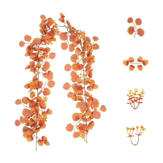 Taotanxi 72 Feet Artificial Fall Eucalyptus Garland Autumn Leaves Faux Silk Fall Leaves Garlands for Mantle Party Home Office Garden Outdoor Wall Wedding Decorations