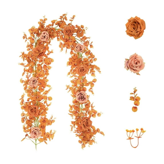 Taotanxi 72 Feet Artificial Fall Eucalyptus Garland Autumn Leaves Faux Silk Fall Leaves Garlands for Mantle Party Home Office Garden Outdoor Wall Wedding Decorations