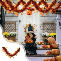Taotanxi 76" Halloween Tinsel Garlands,Funny Orange Pumpkin Shiny Metallic Twist Foil Tinsel Garland Hanging Holiday Decorations for Home Indoor Outdoor Festivities Party Decor