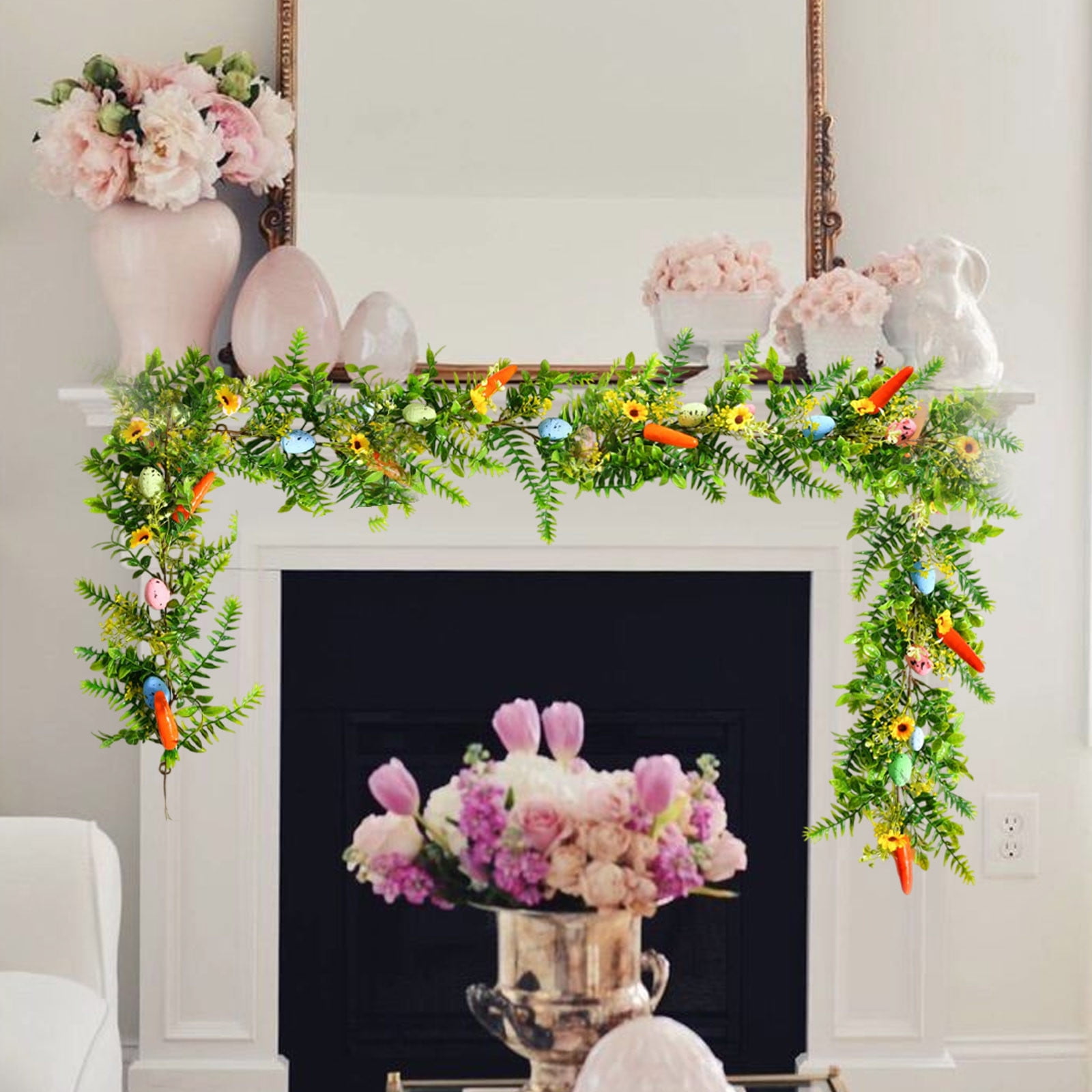 Rustic Spring Garlands Taotanxi 78In(200cm) Easter Egg and Mixed Berry Garland DIY Artificial ...