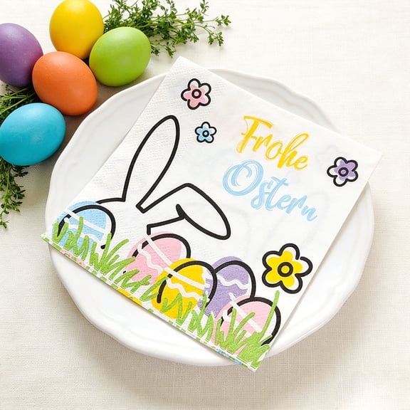 Taotanxi Animals-themed Easter Bunny Printed Paper 24Pc Napkins Disposable Paper Towels For Parties And Restaurants Suitable For Easter Restaurant Decorations
