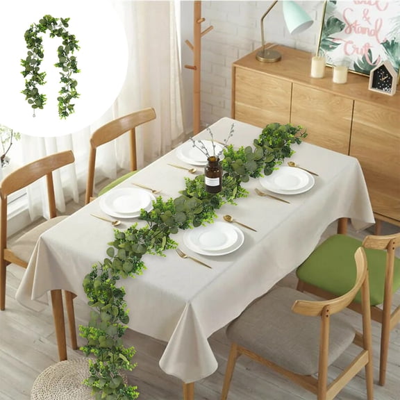 Taotanxi Artificial Eucalyptus Garland Eucalyptus Leaves Vines Greenery Garland Faux Silver Dollar Eucalyptus Leaves for Table Party Wedding Indoor Outdoor Home Mantle Wall Decor