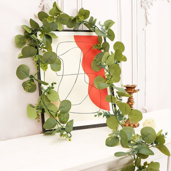 Taotanxi Artificial Eucalyptus Garland Eucalyptus Leaves Vines Greenery Garland Faux Silver Dollar Eucalyptus Leaves for Table Party Wedding Indoor Outdoor Home Mantle Wall Decor