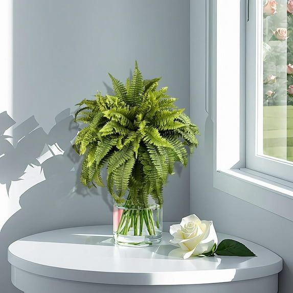 Taotanxi Artificial Ferns for Outdoors, Large Fake Plants Greenery Artificial Boston Fern Uv Resistant Faux Plant Shrubs for Indoor Home Potted Garden Porch Farmhouse Decor,Green