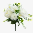 thumbnail image 1 of Taotanxi Artificial Flowers, Pink Artificial Peony Small Silk Flowers Fake Peonies Bouquet Rose Flower Arrangement Table Centerpiece for Dining Party Home Decoration(White), 1 of 6