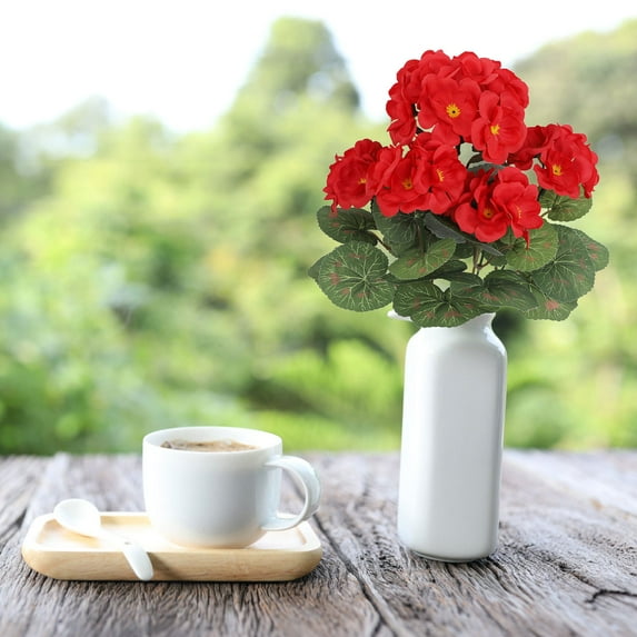 Taotanxi Artificial Geraniums for Outdoor Silk Flowers White Artificial Geranium Bush Faux Flowers Geraniums for Floral Home Decor Indoor Garden Patio Grave Cemetary Vase Table Centerpiece