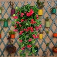 thumbnail image 1 of Taotanxi Artificial Hanging Flowers in Pot 27.6" Faux Silk Morning Glory Flower Vine with Cascading Greenery Fake Hanging Plants for Home Office Bathroom Table Shelf Decor(Red/03), 1 of 2
