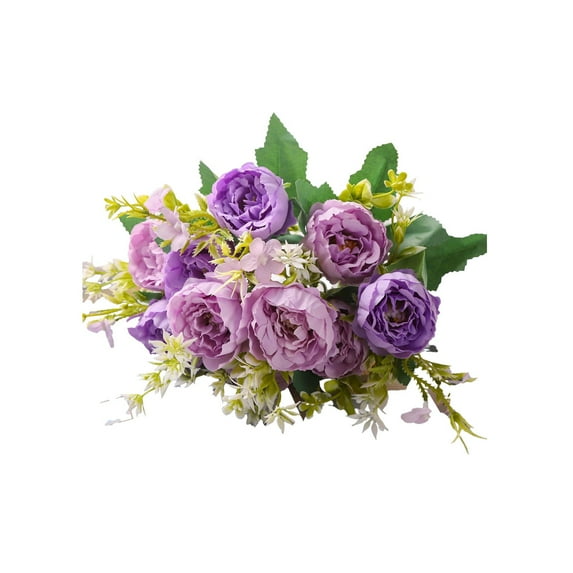 Taotanxi Artificial Peonies Flowers Silk Blue Peonies Fake Hydrangea Flowers Arrangements Table Centerpiece Faux Flores for Bridal Wedding Home Decor (Purple)