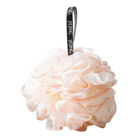 Taotanxi Bath Loofah Sponge, 1 Pack Black 60G Shower Mesh Ball Soft Pouf Body Scrubber, Exfoliate, Cleanse, Soothe Skin, Pink Loofah With White Trim