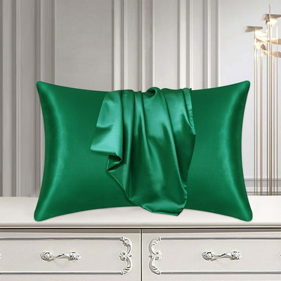 Taotanxi Bedding,Super Soft and Luxury Silky Satin Pillowcase with Zipper (Silky Satin Pillow Case for Hair) Set of 1 (Green, Standard(20''x30''))