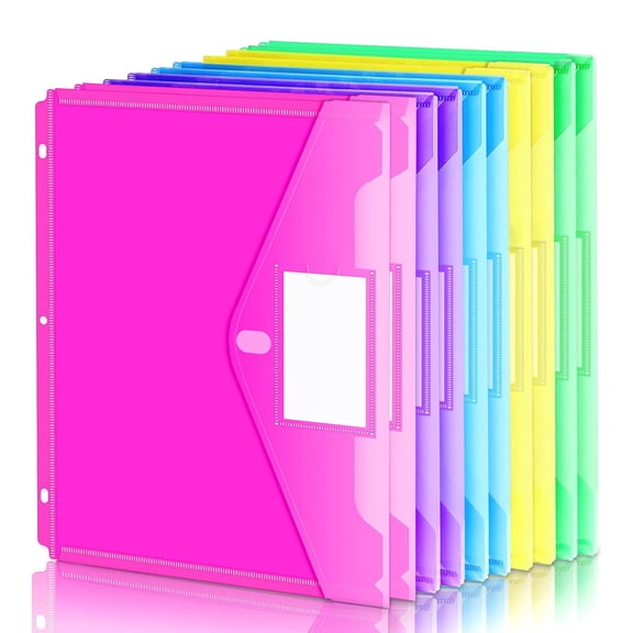 Taotanxi Binder Pocket, Purple Super Heavyweight Poly Binder Pocket with Tight Closure, Binder Folders Side Loading, 3 Ring, Binder Dividers with Pockets, Letter Size, Assorted Colors