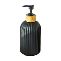 Taotanxi Black Glass Soap Dispenser Set with Bamboo Pump, 14oz Refillable Liquid Hand Soap Dispenser, Lotion Dish Soap Dispenser for Modern Home Decor, Bathroom, Kitchen Countertop, Hotel(1 Pack)