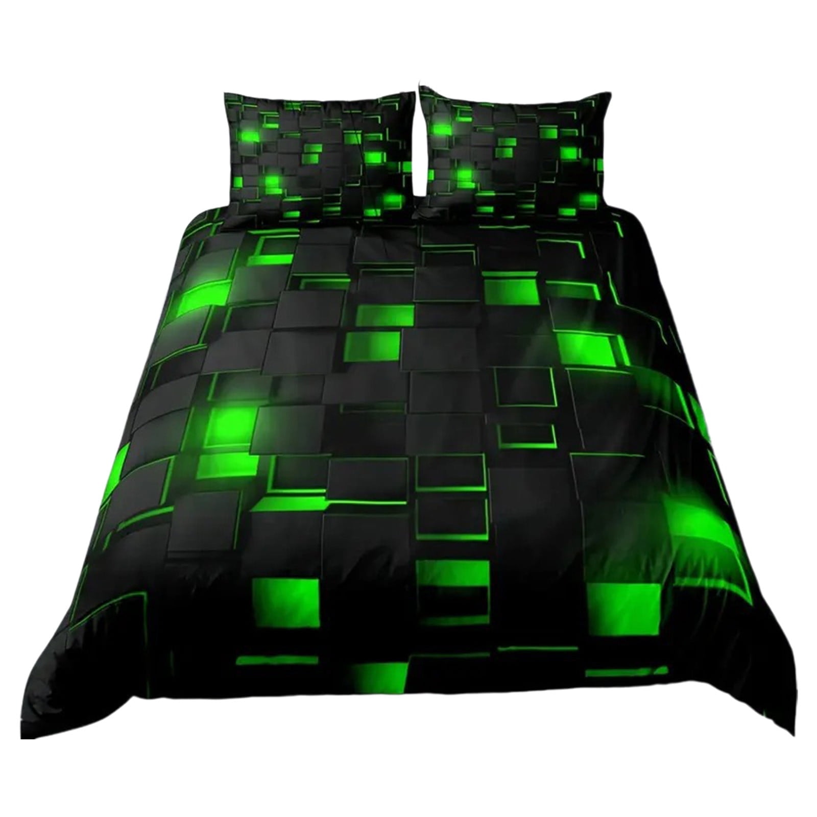 Taotanxi Blue and Black 3-Piece Full Size Light Geometric Comforter Set for Kids Boys Girls Geometry Decor Comforter Modern Style Duvet Set,x1 Quilt Cover, x2 Pillowcases