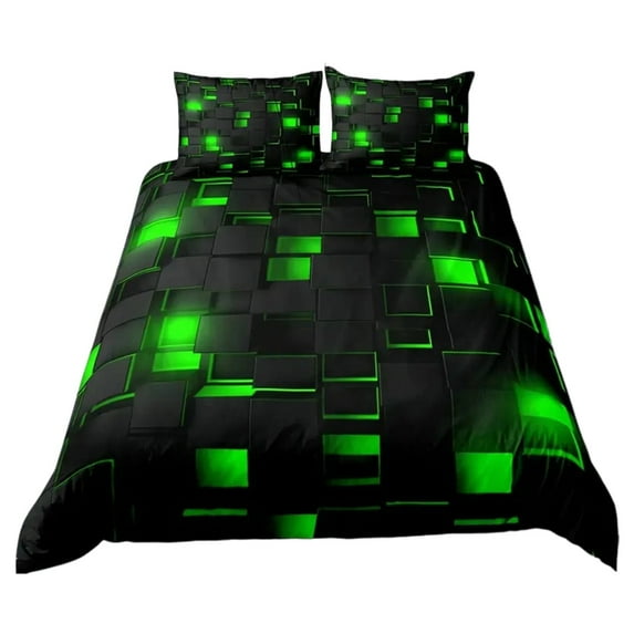 Taotanxi Blue and Black 3-Piece Full Size Light Geometric Comforter Set for Kids Boys Girls Geometry Decor Comforter Modern Style Duvet Set,x1 Quilt Cover, x2 Pillowcases