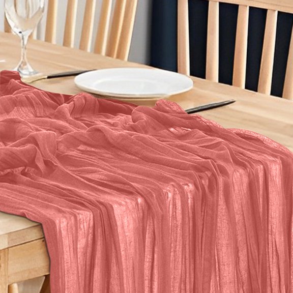 Taotanxi Blush Cheesecloth Table Runner Summer Boho Rustic Gauze 35x71inch Cheese Cloth Runner for Wedding Party Baby Shower Birthday Home Decor Holiday Decorations