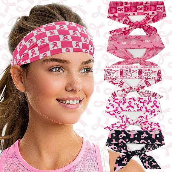 Taotanxi Breast Cancer Awareness Headbands for Women, 1-Pack Color Ribbon Headbands,One size Headband Breast Cancer Hair Accessories for Walks, Runs, Fundraising and Awareness Events