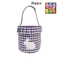 thumbnail image 1 of Bunny Easter Basket, Gingham Empty Easter Bucket with Handle Easter Basket Rabbit Buckets Easter Tote Bags Children Gift Storage Handbag Easter Basket Stuffers (Purple), 1 of 6