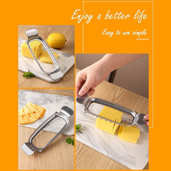 Taotanxi Butter Slicer Cutter, Stainless Steel Cheese Cutter Butter Slicer Parts Multifunctional Kitchen Food Tool Butter Cutter Wire Cheese Slicer for Block Cheeses And Butter Gadgets Accessories