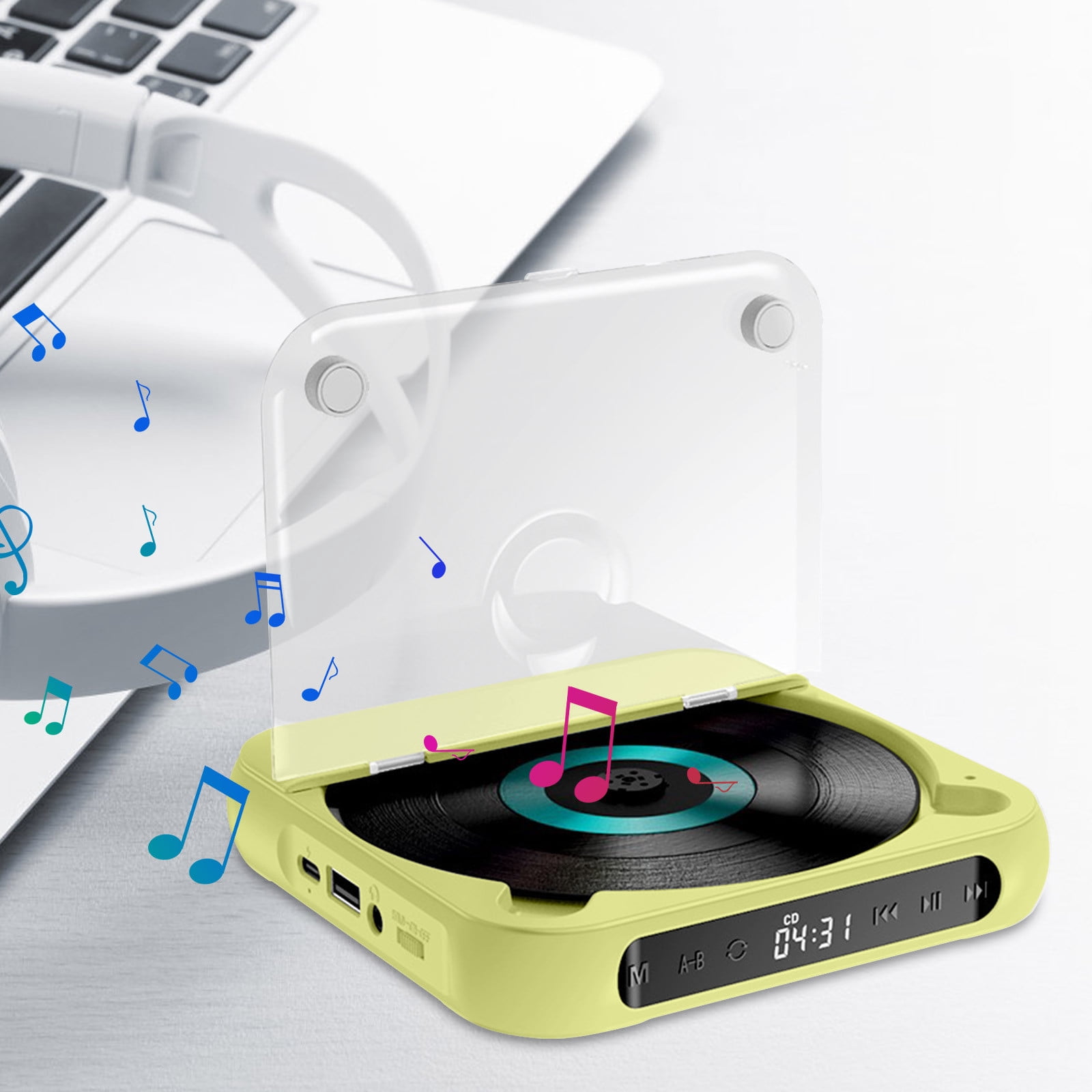 Taotanxi CD Player Portable with Stereo Speakers Bluetooth 5.1 | Small Rechargeable Desktop CD Players for Home, Office, Travel | Audiophiles & Multi-Room Use
