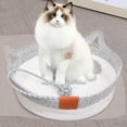 thumbnail image 1 of Taotanxi Cat Basket, Pets Hand Woven Cotton Bed Basket, Round Cat Sleeping Nest with Built-in Scratching Pad and Play Ball for Cats and Dogs All-Season (Gray), 1 of 6