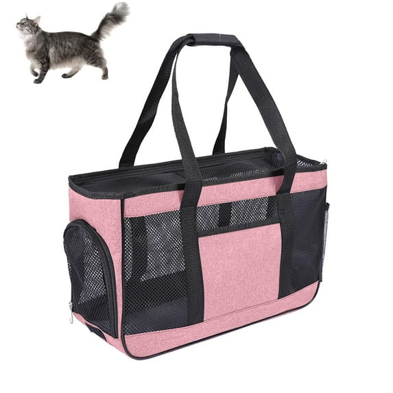 Taotanxi Cat Carrying Case - Pet Carrier Airline Approved, Protable and Breathable Pet Travel Carrier Removable Fleece Pad, Collapsible Cat Carrier Dog Carrier for Medium Cats Small Cats Dogs,Pink