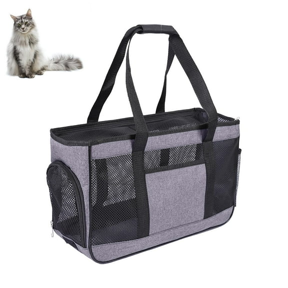 Taotanxi Cat Carrying Case - Pet Carrier Airline Approved, Protable and Breathable Pet Travel Carrier Removable Fleece Pad, Collapsible Cat Carrier Dog Carrier for Medium Cats Small Cats Dogs,Gray