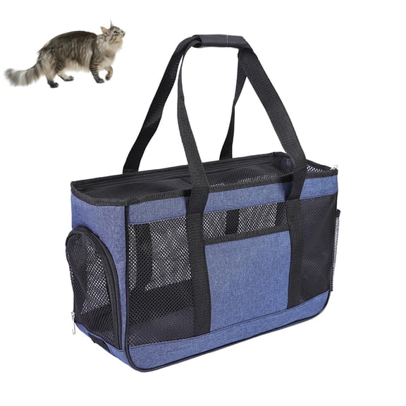 Taotanxi Cat Carrying Case - Pet Carrier Airline Approved, Protable and Breathable Pet Travel Carrier Removable Fleece Pad, Collapsible Cat Carrier Dog Carrier for Medium Cats Small Cats Dogs,Navy