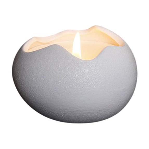 Taotanxi Ceramic Eggshells Candle Holder Handmade Color Aromatherapy Candle Ware Home & Tabletop Centerpiece Decoration (White)