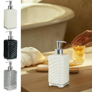 Taotanxi Ceramic Soap Dispenser, Procelain Lotion Soap Dispenser withg Pump 14 oz Refillable Lotion Bottle with Thread Pattern for Home Decor Stylish Hand Soap Dispenser for Kitchen,Bathroom-Clear