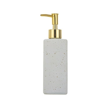 Taotanxi Ceramic Soap Dispenser for Bathroom Kitchen Countertop, 350ml Liquid Lotion Pump, Marble Hand Soap Bottle (White)