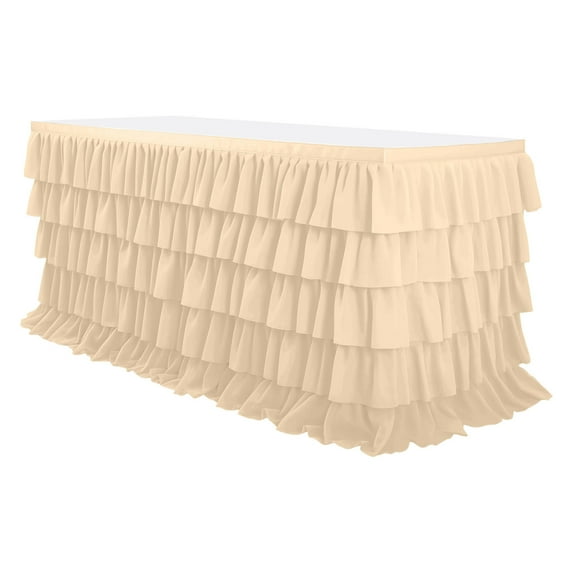 Taotanxi Champagne#0998 Tulle Table Skirt 9ft Tutu Table Skirt For Rectangle Table Birthday Party Decorations Baby Shower Girls Parties Cake Dessert Table Decorations Ruffle Table Skirting